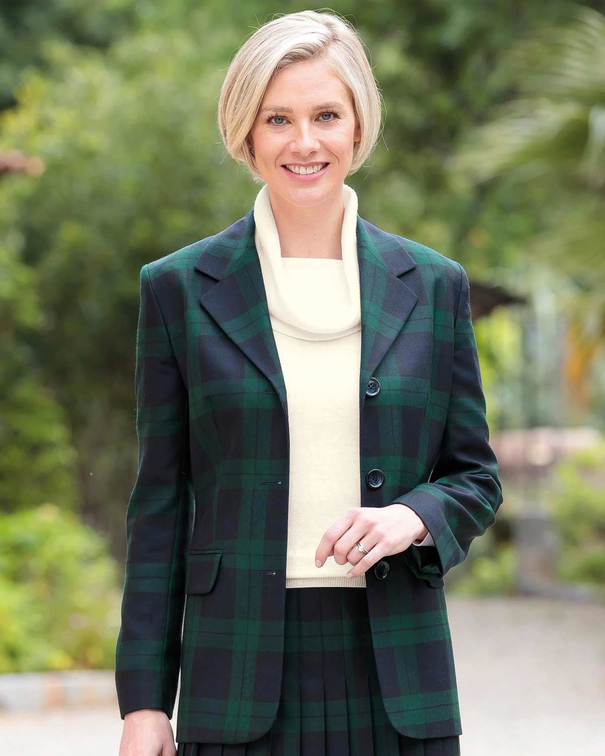 Ladies black watch tartan coat hotsell